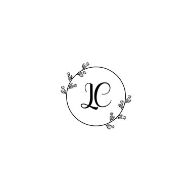 Şık LC Çiçekli Düğün ve Güzellik Markası Logosu