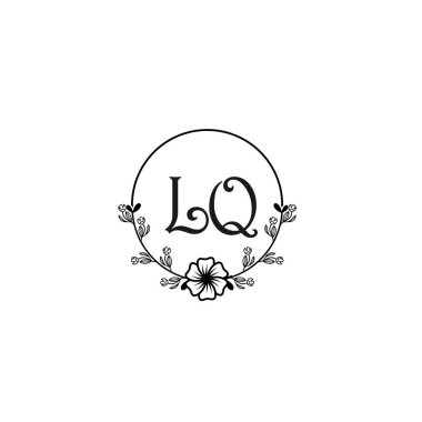 Düğün ve Güzellik Markası için Zarif LQ Çiçekli Monogram Logosu