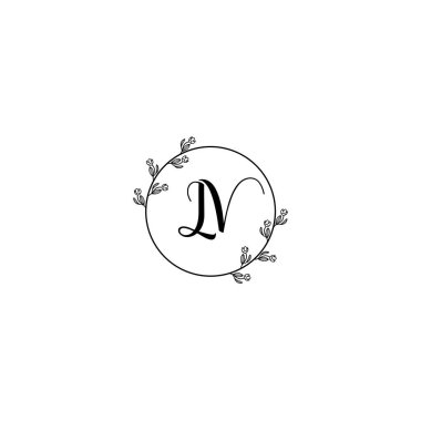 Şık LV Çiçekli Düğün ve Güzellik Markası Logosu