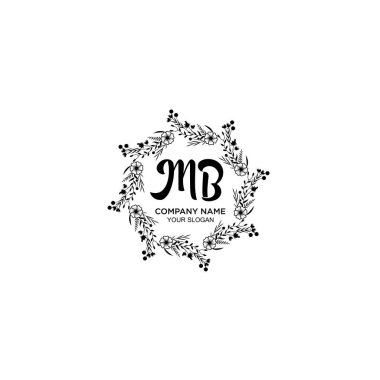 Klasik Çiçek Monogramı MB Zarif Çerçeve Tasarımı