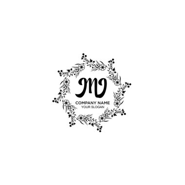 Klasik Çiçek Monogramı MJ ve Zarif Çerçeve Tasarımı