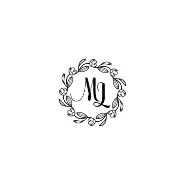 El Yazısı Biçiminde Zarif Çiçek Monogram Logosu ML