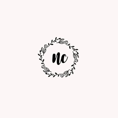 El Yazısı Biçimli Zarif Çiçek Monogramı Logosu NC