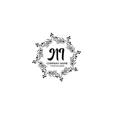 Klasik Çiçek Monogram NI ve Zarif Çerçeve Tasarımı