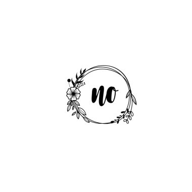 Zarif Çiçek Monogram Logosu El Yazısıyla Hayır