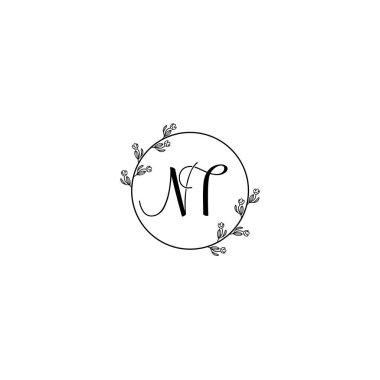 Nikah ve Güzellik Markası için NT Çiçekli Monogram Logosu