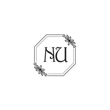 Klasik Çiçek Monogram NU ve Zarif Çerçeve Tasarımı