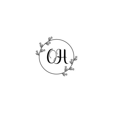 Düğün ve Güzellik Markaları İçin Zarif OH Çiçek Monogramı