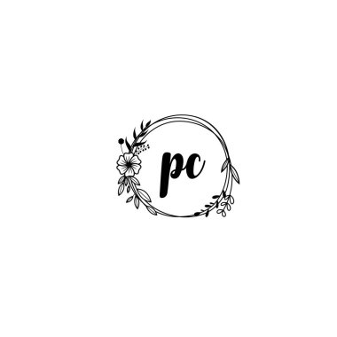 El Yazısı Biçimli Zarif Çiçek Monogram Logosu