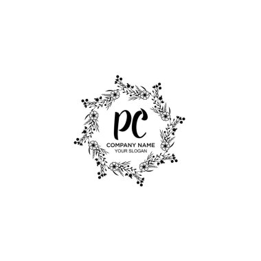 Zarif Çerçeve Tasarımı ile Klasik Çiçek Monogramı