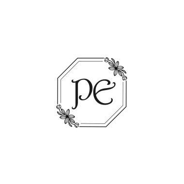 Klasik Çerçeve Tasarımlı Çiçek Monogramı