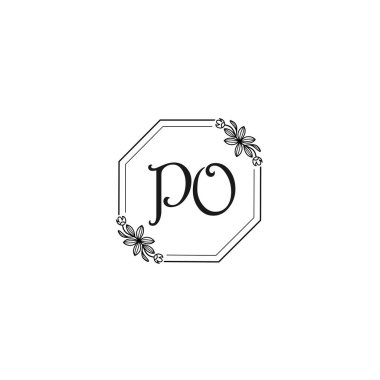 Zarif Çerçeve Tasarımlı Klasik Çiçek Monogramı