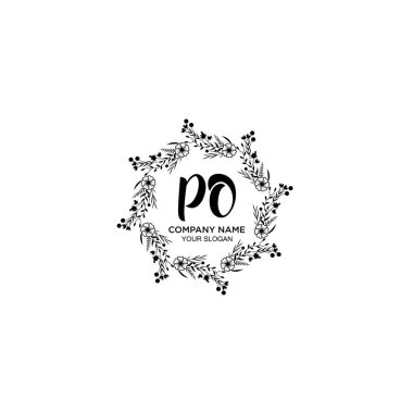 Zarif Çerçeve Tasarımlı Klasik Çiçek Monogramı