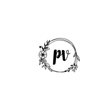 El Yazısı Biçimli Zarif Çiçek Monogram Logosu PV
