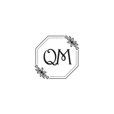 Klasik Floral Monogram QM ve Zarif Çerçeve Tasarımı