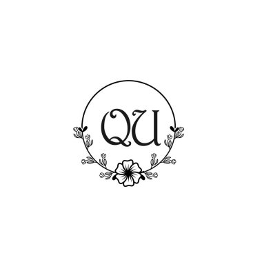 Seçkin QU Çiçek Monogramı Düğün, Güzellik Markası Logosu