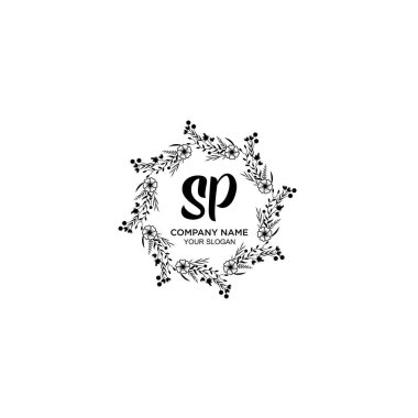 Klasik Çiçek Monogram SP Zarif Çerçeve Tasarımı