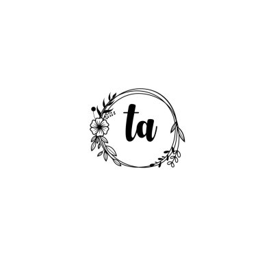 Zarif Çiçek Monogram Logosu. El yazısı Biçimi.