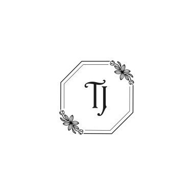 Klasik Floral Monogram TJ ve Zarif Çerçeve Tasarımı