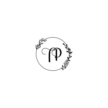 Düğün ve Güzellik Markası için zarif TP Çiçek Monogram Logosu