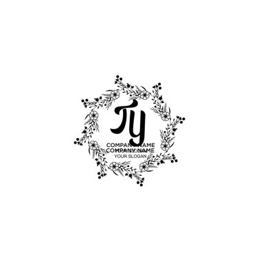 Klasik Çiçek Monogram TY Zarif Çerçeve Tasarımı