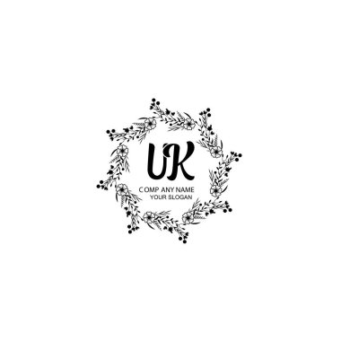 Klasik Çiçek Monogramı Birleşik Krallık Zarif Çerçeve Tasarımı