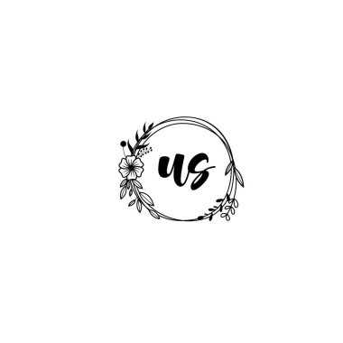 Zarif Çiçek Monogramı ABD Logosu El Yazısı Biçimi