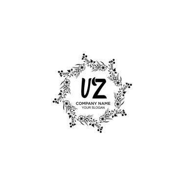 Klasik Çiçek Monogramı VZ Zarif Çerçeve Tasarımı