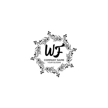 Klasik Çiçek Monogramı WF ve Zarif Çerçeve Tasarımı
