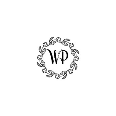 El Yazısı Biçiminde Zarif Çiçek Monogram Logosu WP