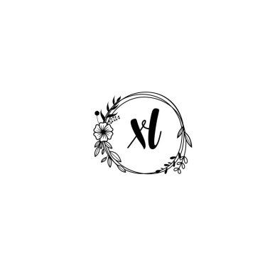 El Yazısı Biçimli Zarif Çiçek Monogram Logosu XL