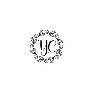 El Yazısı Biçimli Zarif Çiçek Monogramı YC