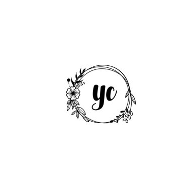 El Yazısı Biçimli Zarif Çiçek Monogramı YC