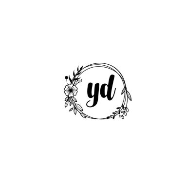El Yazısı Biçimli Zarif Çiçek Monogramı YD Logosu