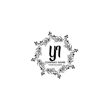 Klasik Çiçek Monogramı YI ve Zarif Çerçeve Tasarımı