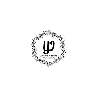 Klasik Çiçek Monogramı YJ ve Zarif Çerçeve Tasarımı