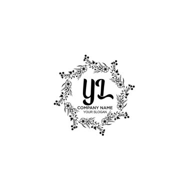 Klasik Çiçek Monogramı YL ve Zarif Çerçeve Tasarımı