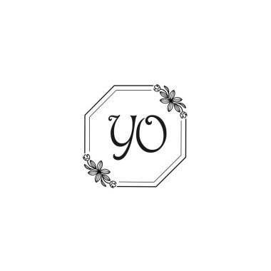 Klasik Çiçek Monogram YO ve Zarif Çerçeve Tasarımı