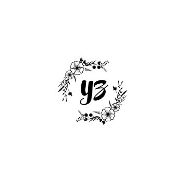 El Yazısı Biçimli Zarif Çiçek Monogramı Logosu YZ