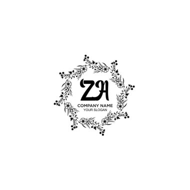 Klasik Çiçek Monogramı ZA ve Zarif Çerçeve Tasarımı