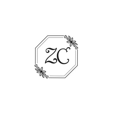 Klasik Çiçek Monogramı ZC ve Zarif Çerçeve Tasarımı