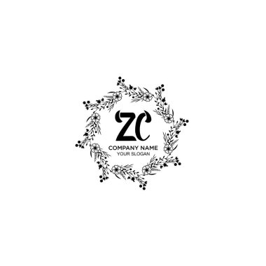 Klasik Çiçek Monogramı ZC ve Zarif Çerçeve Tasarımı