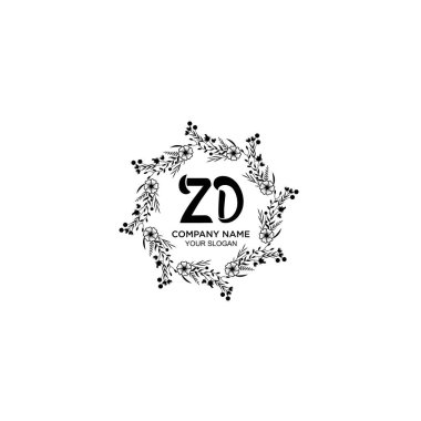 Klasik Çiçek Monogramı ZD ve Zarif Çerçeve Tasarımı