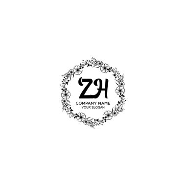 Klasik Çiçek Monogramı ZH ve Zarif Çerçeve Tasarımı