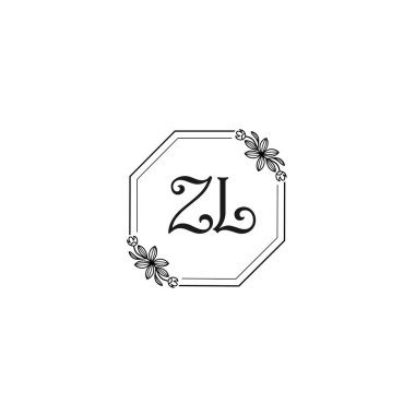 Klasik Çiçek Monogramı ZL ve Zarif Çerçeve Tasarımı