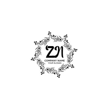 Klasik Çiçek Monogramı ZN ve Zarif Çerçeve Tasarımı