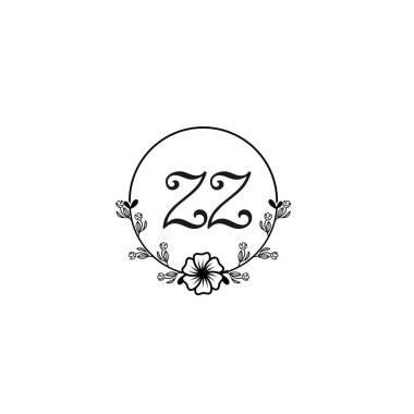 Düğün ve Güzellik Markası için Zarif ZZ Çiçekli Monogram Logosu