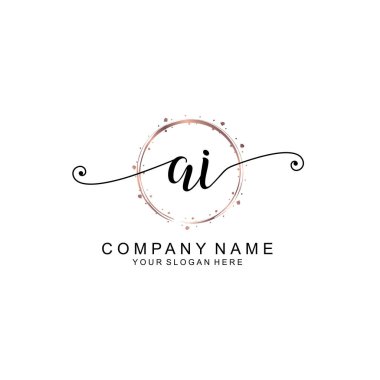 Modern El Yazısı Biçimli Zarif Yapay Zeka İlk Logo Koleksiyonu