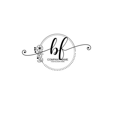 BF Monogramlı Zarif Çiçek Baş Logosu Tasarımı