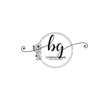 BG Monogramlı Zarif Çiçek Baş Logosu Tasarımı